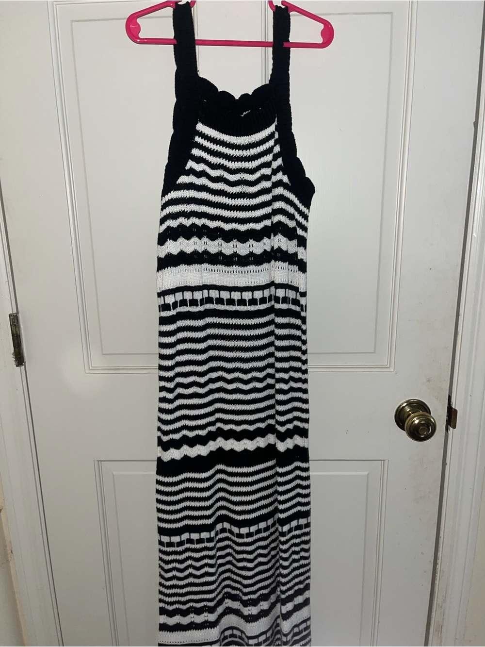 T.J.Maxx Black and White Striped Maxi Dress Never Worn Size xs but can fit small